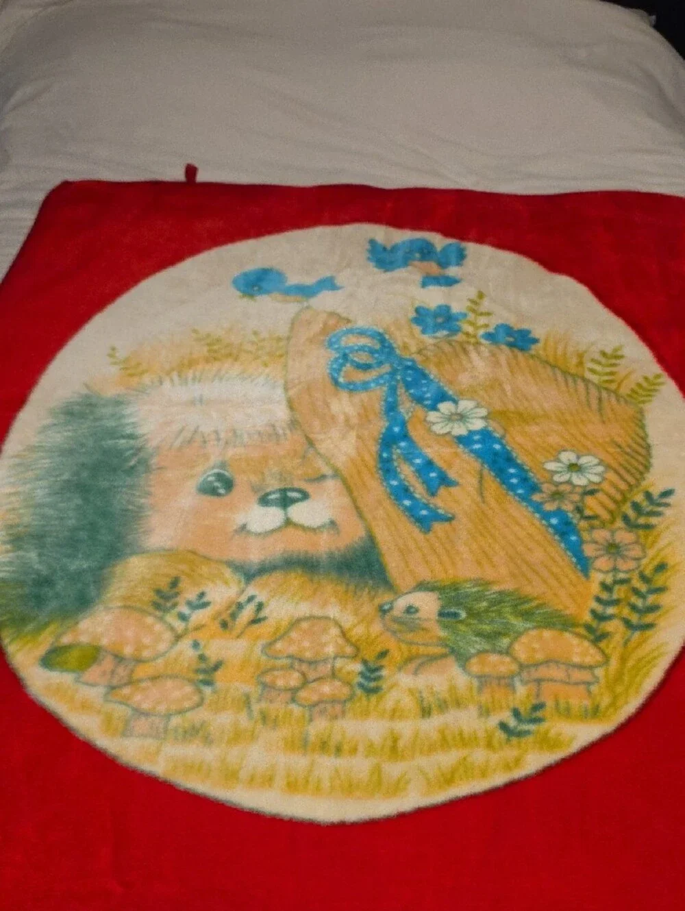 Plush Red Decorative Throw with Puppy Print